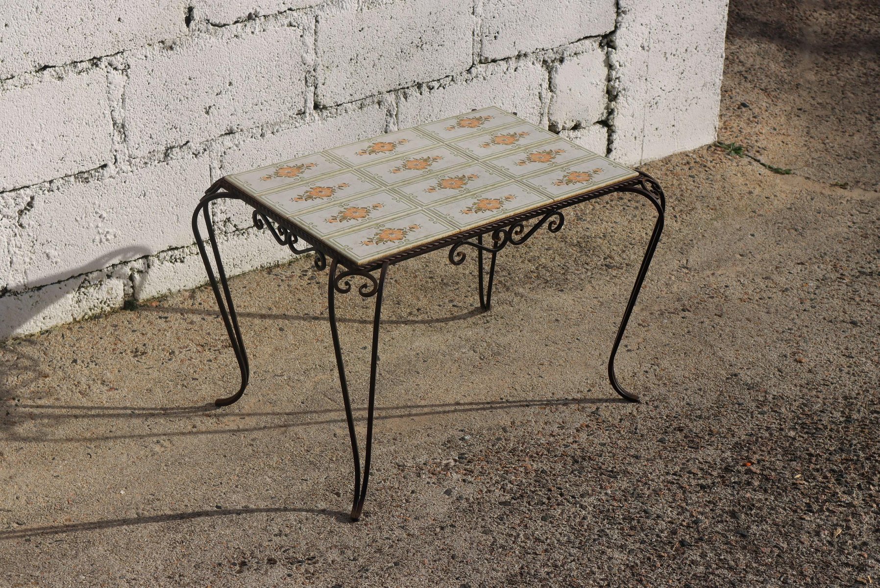 french tiled coffee table in wrought iron 1960s BDK-1367621