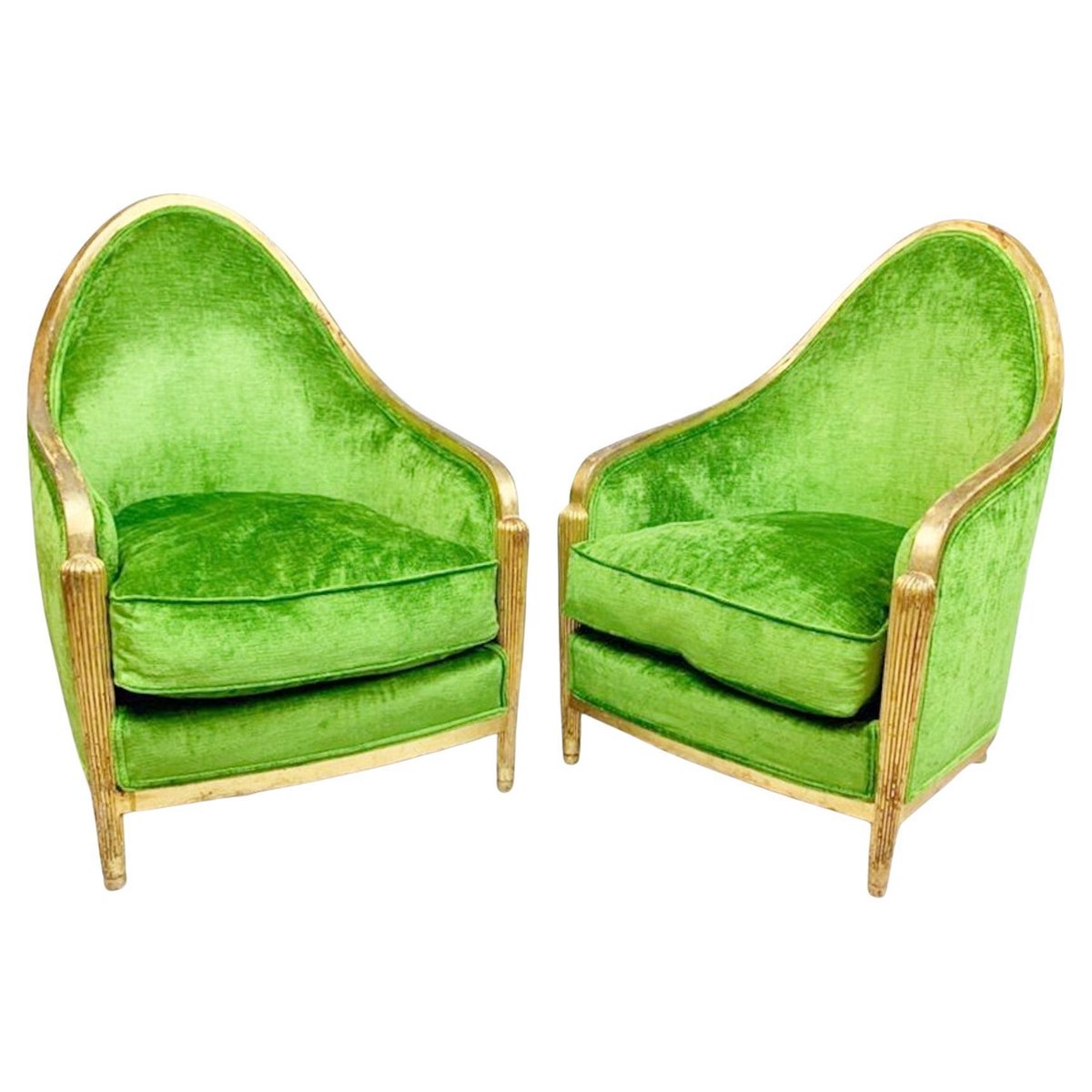 Fauteuil Art Déco Velours Bleu émeraude – Chaise Lounge Rétro, Style Coquillage, Palazzo INT