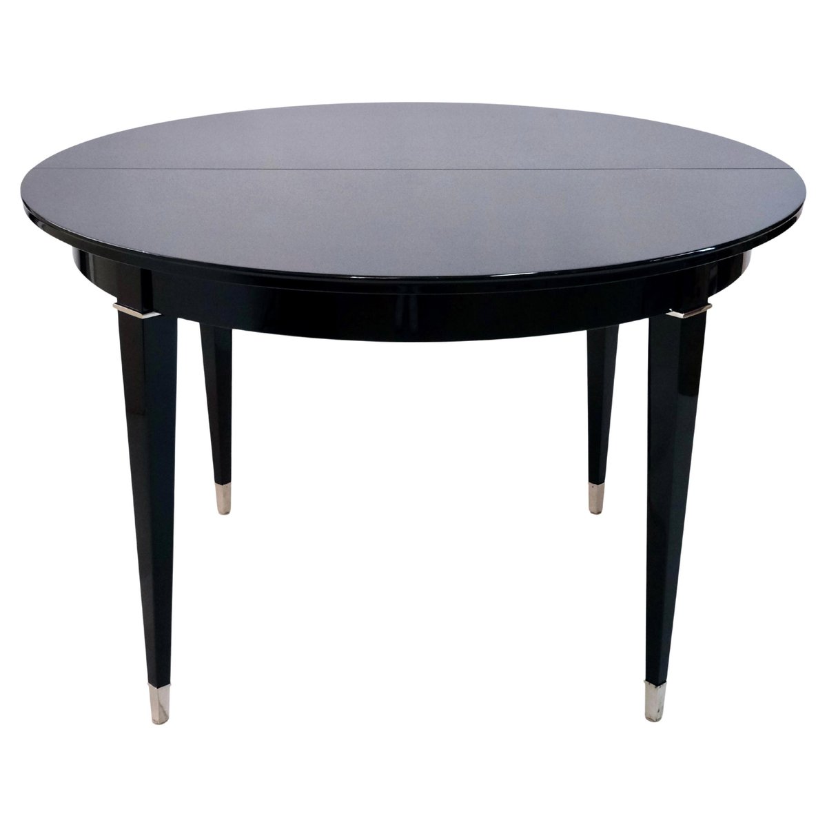 Art Deco French Black Lacquer Round Dining Table, 1930s for sale at Pamono