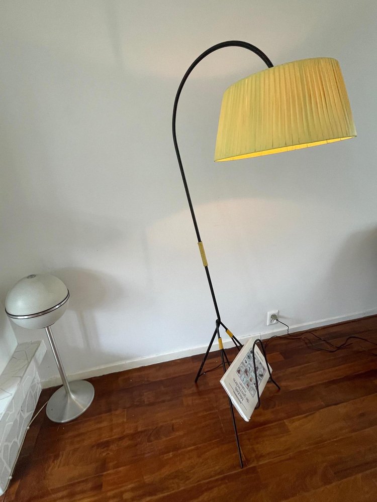 Hofstein Lampada Da Terra Parola – Vintage Ad Arco In Metallo Nero E Oro – Altezza 163 Cm – Attacco E27 – Con Interruttore A Pedale