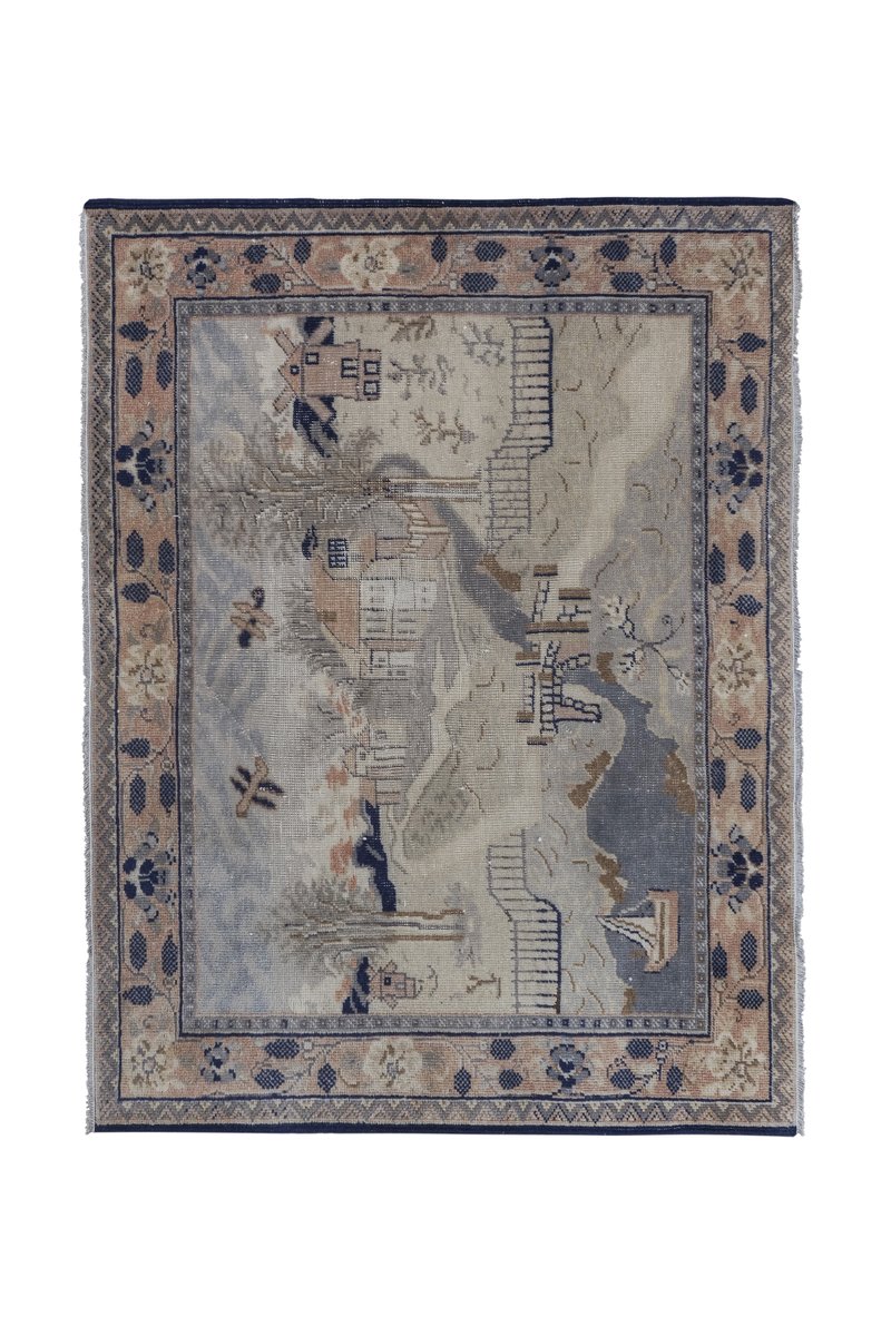 Vintage Turkish Village Pictorial Rug for sale at Pamono