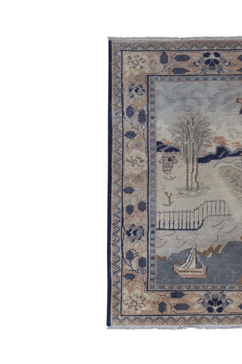 Vintage Turkish Village Pictorial Rug for sale at Pamono