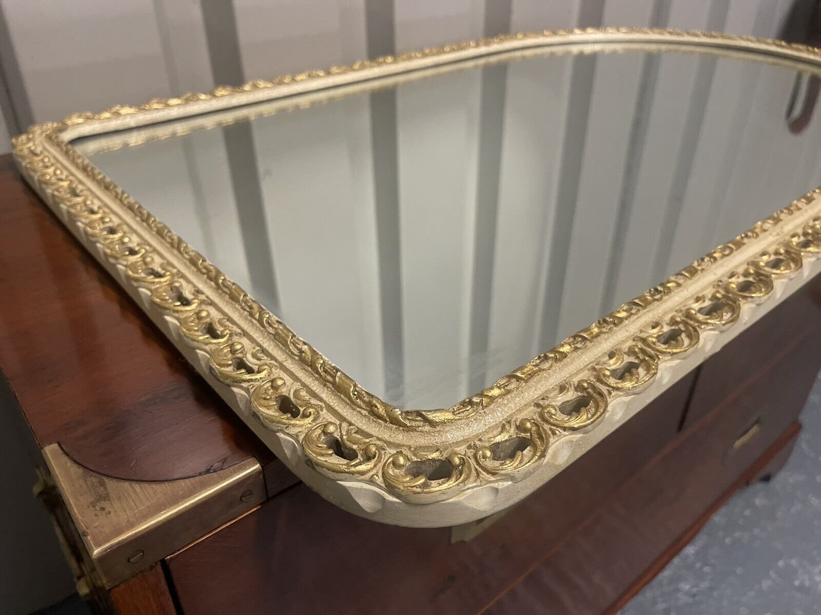 Vintage Halls Galvo White and Gold Wall Mirror from John Halls, 1950s