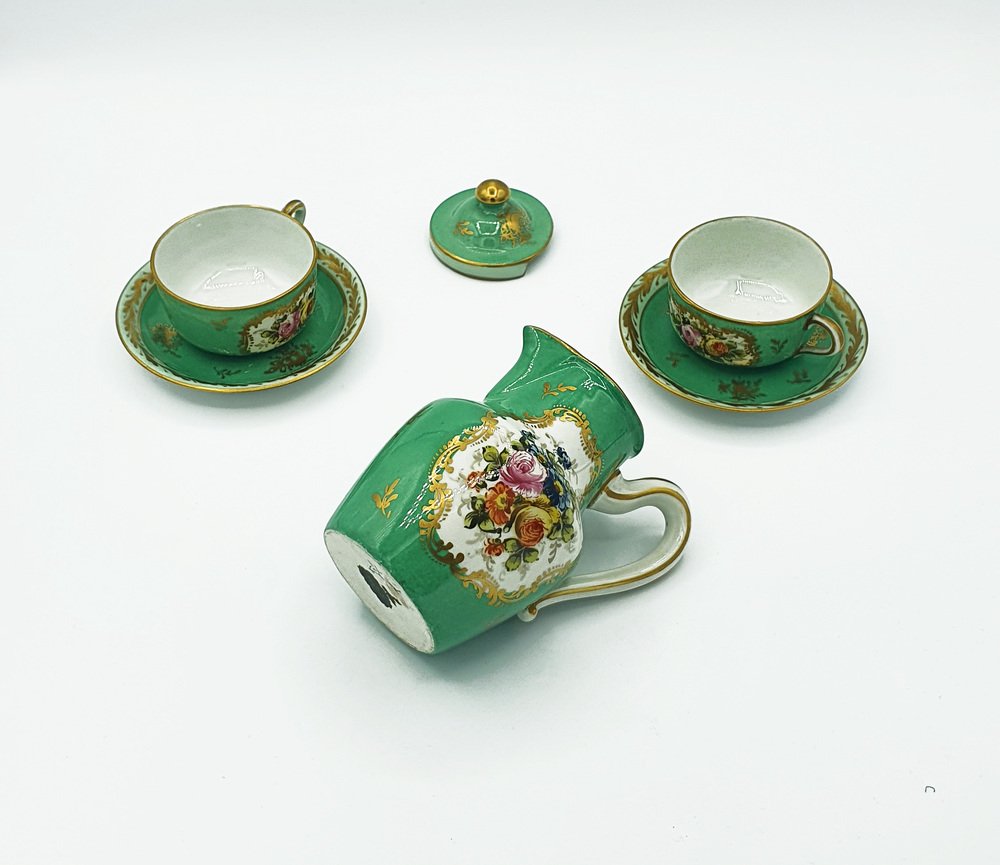 Service à Thé En Porcelaine De Hongrie Herend « Bouquet Chinois Apponyi Green Vert Bouquet