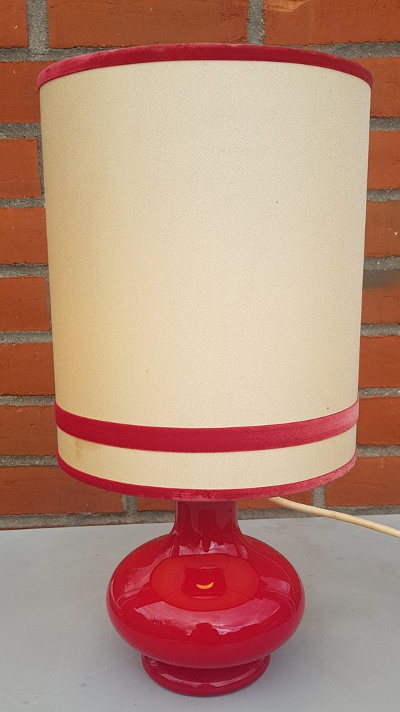 Red Glass Base Table Lamps, 1960s, Set of 2 for sale at Pamono
