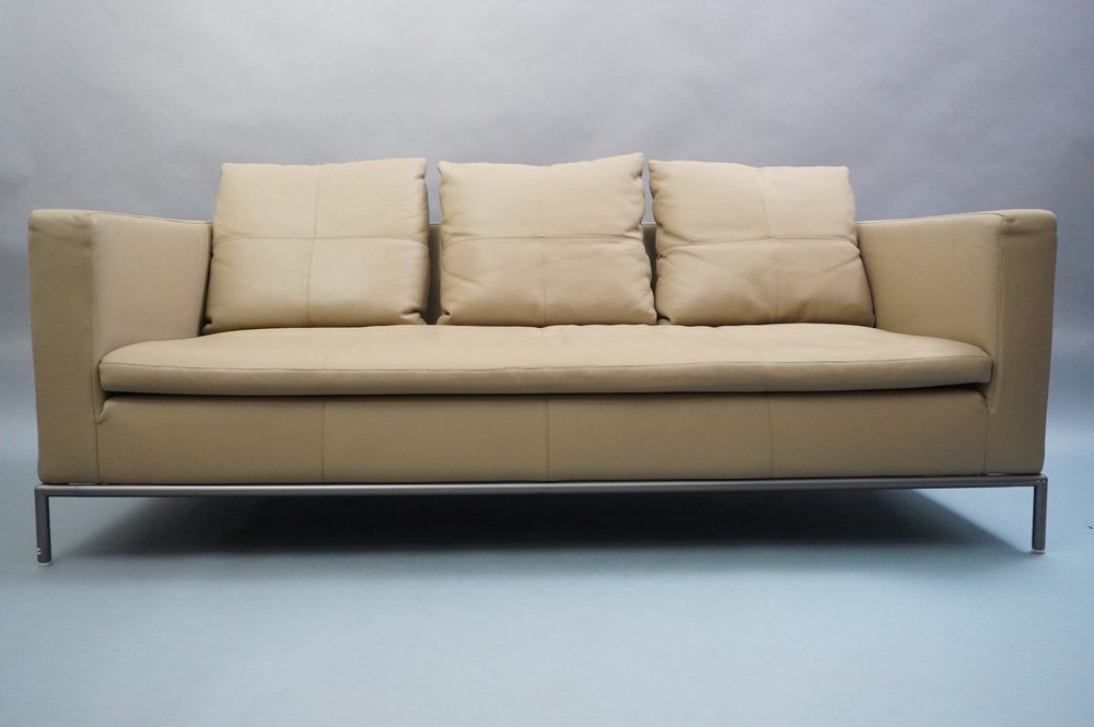 Cream Beige Leather Sofa by Antonio Citterio for B&b Italia, 2000s for