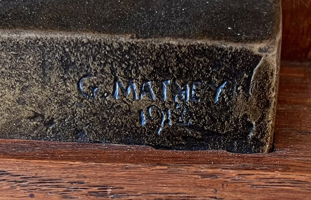 Georges Mathey, Large Bas Relief, 1912, Bronze & Oak for sale at Pamono