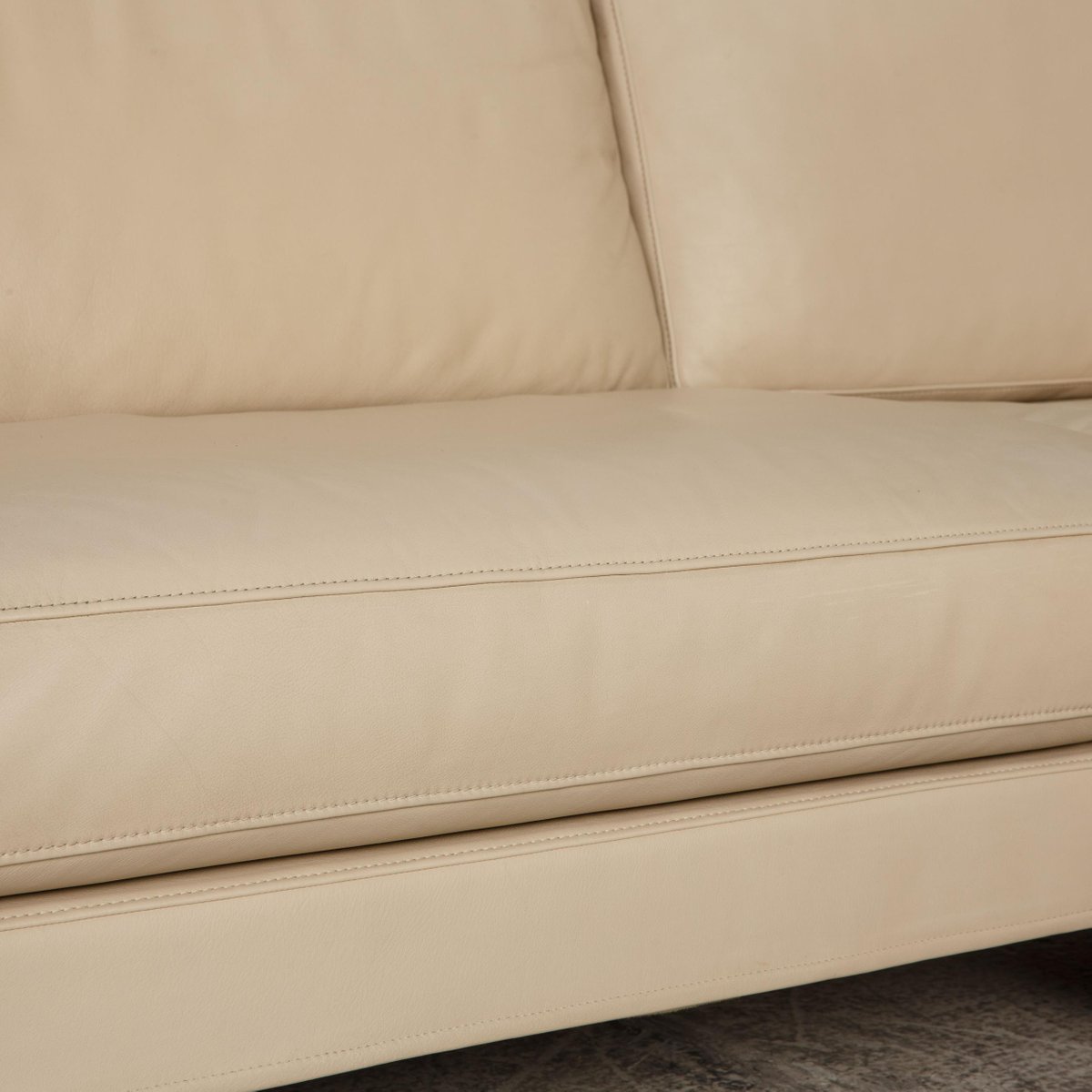Corner Sofa in Cream Leather from FSM for sale at Pamono