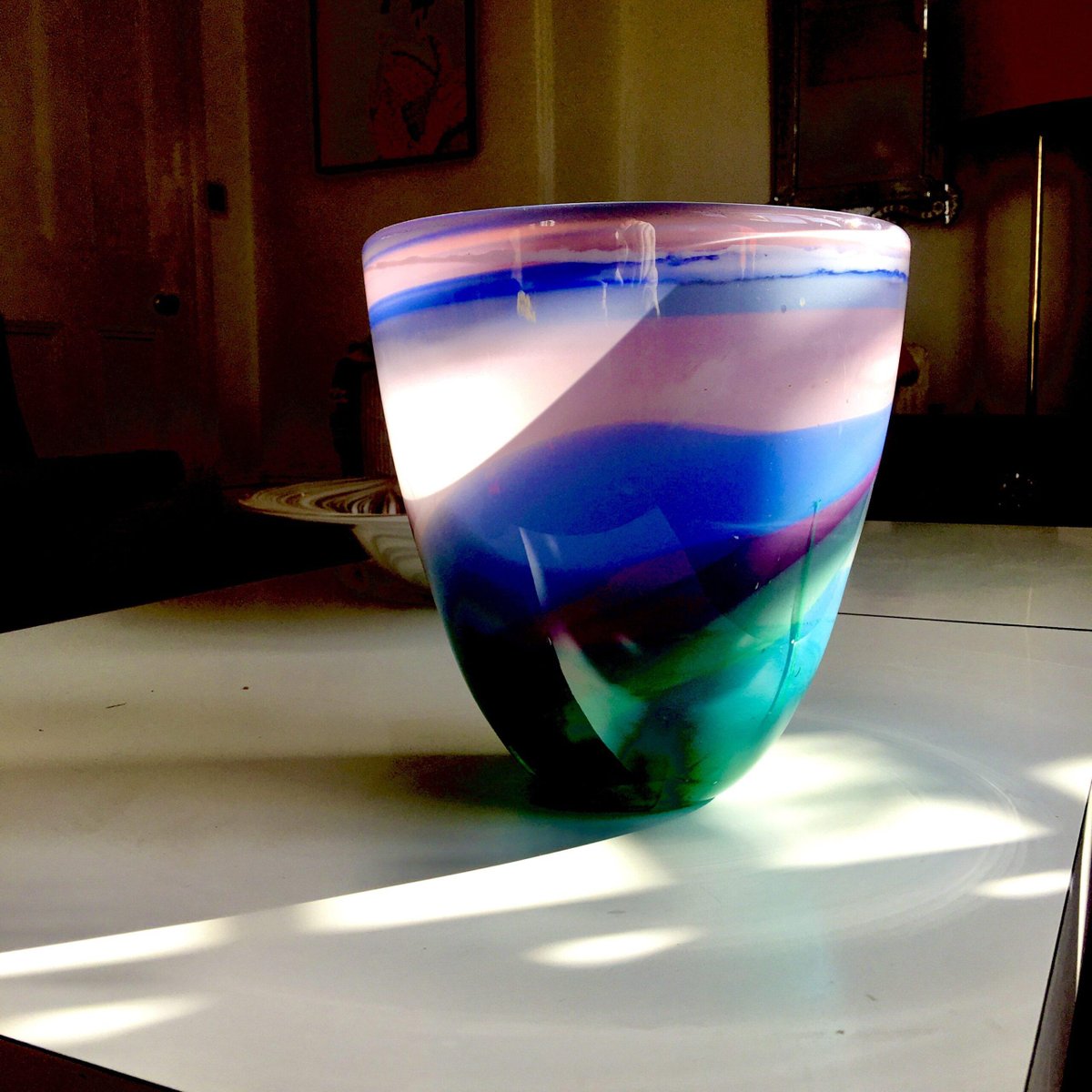 Hand Blown Glass Studio Vase by Ed Burke for sale at Pamono