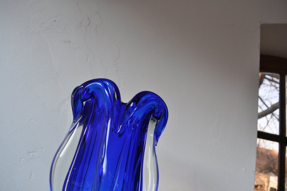 Vintage blue glass vase 1960s for sale at pamono