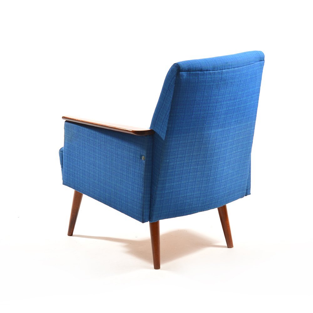 MidCentury Armchair in Blue Fabric, Germany 1970s for sale at Pamono