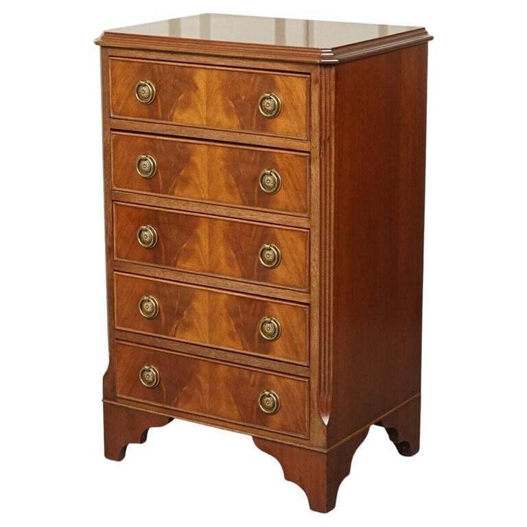 Antique Mahogany Chest of Drawers with Brass Handles for sale