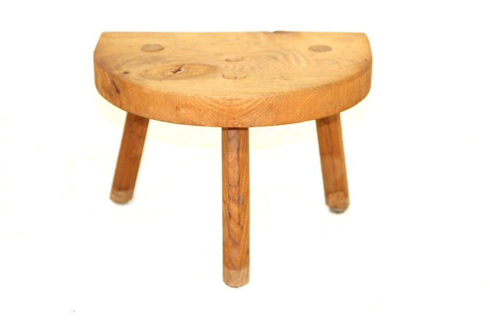 Tripod Stool in Elm, Sweden, 1950s for sale at Pamono