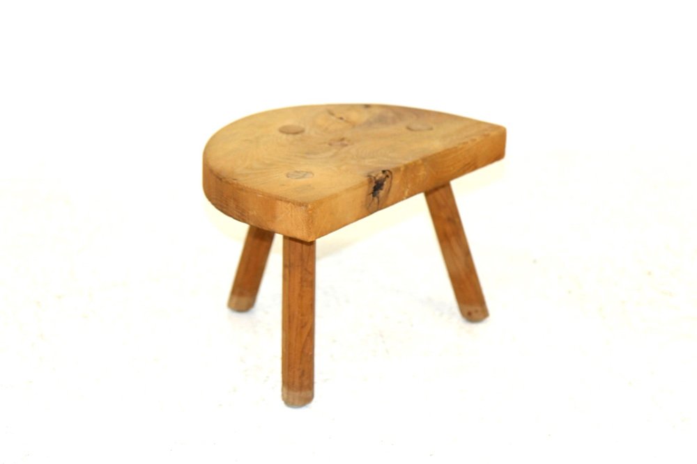 Tripod Stool in Elm, Sweden, 1950s for sale at Pamono