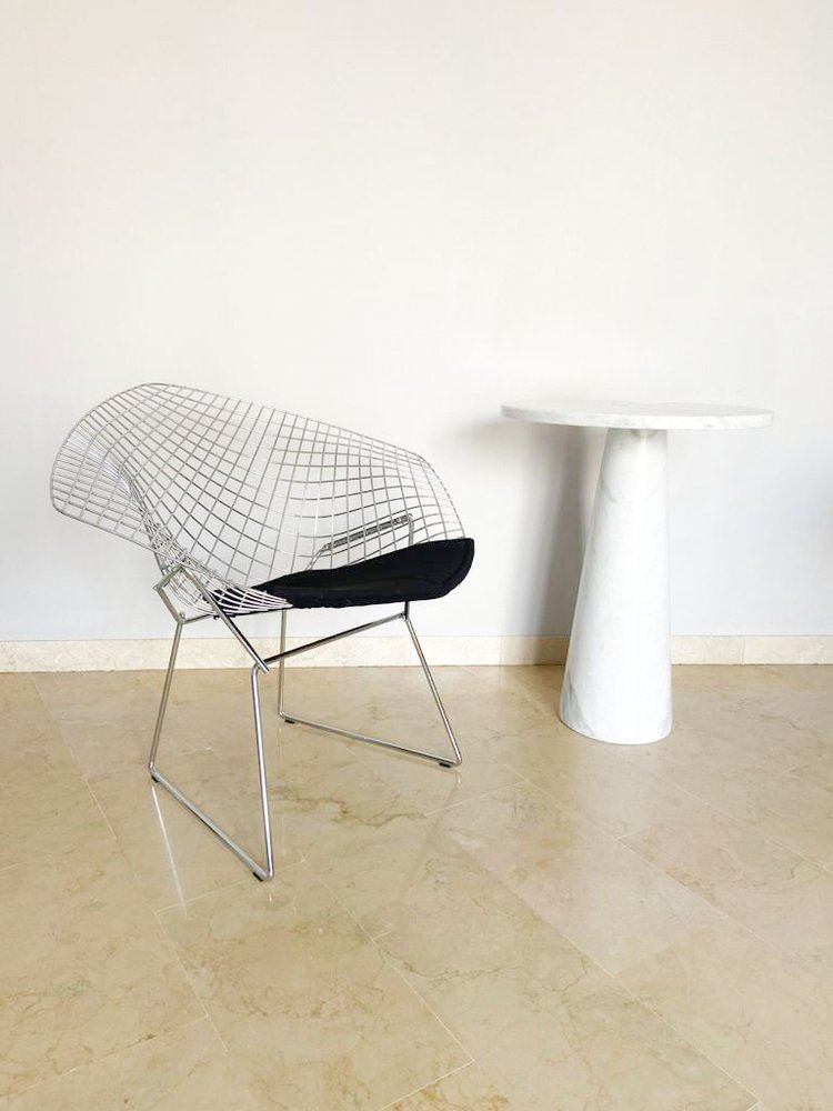 Italian Diamond Chair with Cushion by Harry Bertoia for Knoll, 1980s
