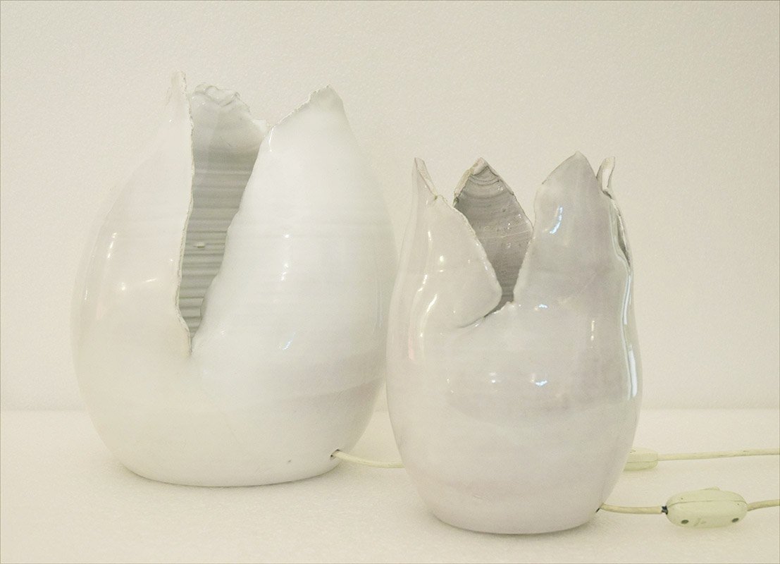 Eiförmige Lampen aus Keramik von Fratelli Fanciullacci, 1970er, 2er Set ...