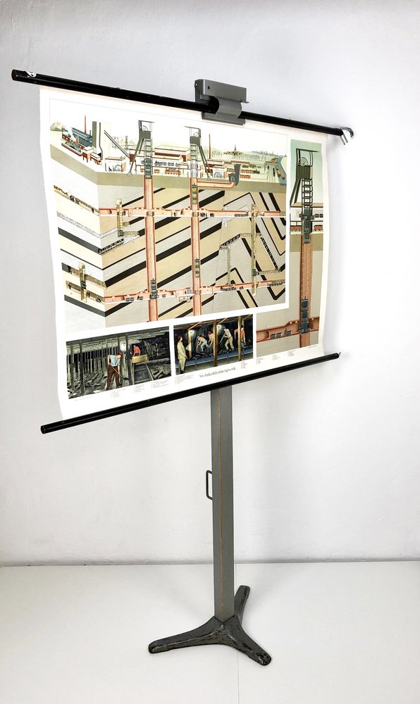 Vintage Card Stand for School Maps, 1950s for sale at Pamono