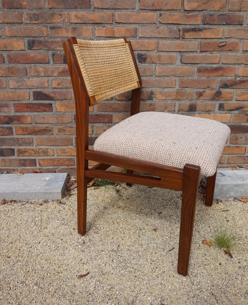 Cane and Teak Dining Chairs by Dutch Topform, 1960s, Set of 5 for sale