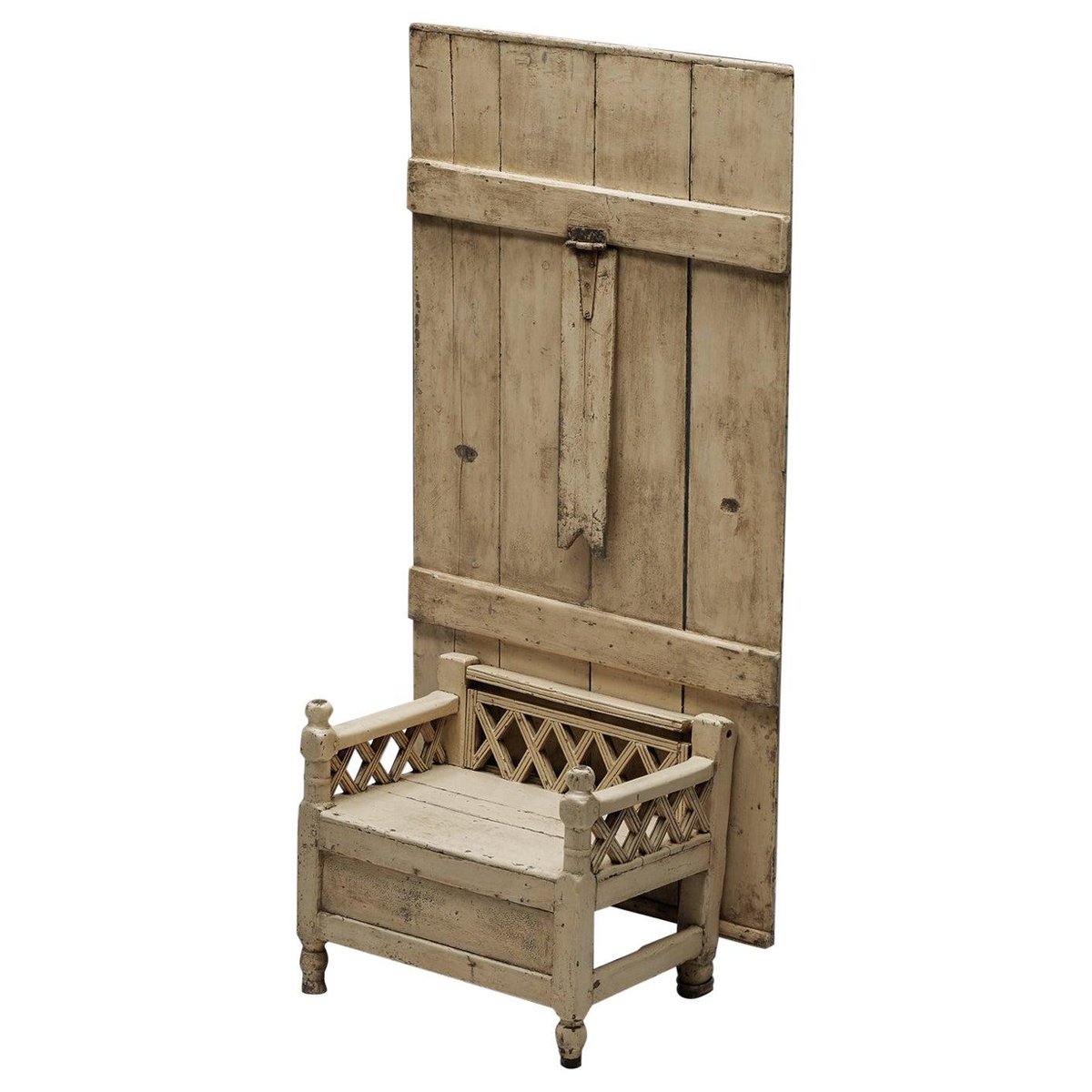 19th Century Irish Wooden Settle Chair for sale at Pamono