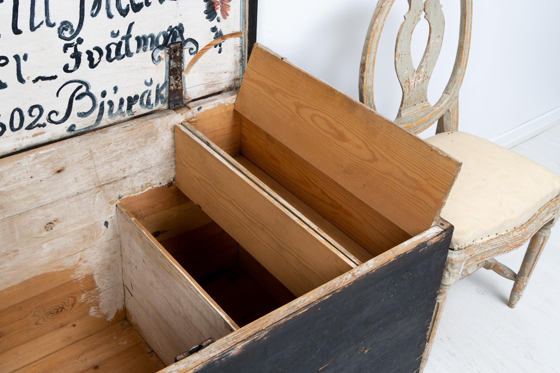 Large 19th Century Swedish Painted Hope Chest for sale at Pamono