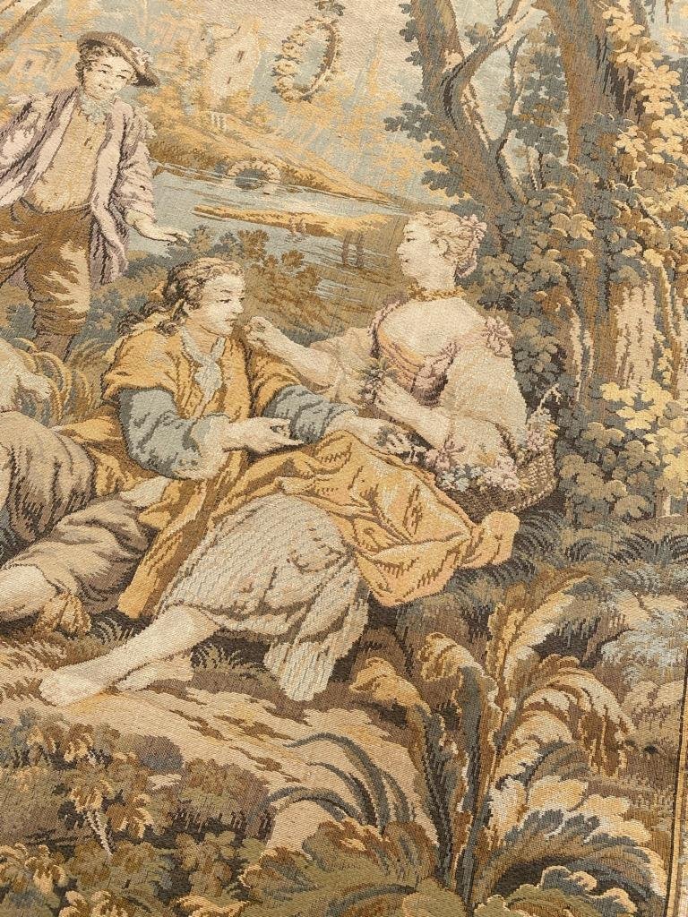 Tapisserie Vintage Belge Ou Française - Couple à La Campagne - 50x50 Cm (20x20 Pouces) - Non Encadrée