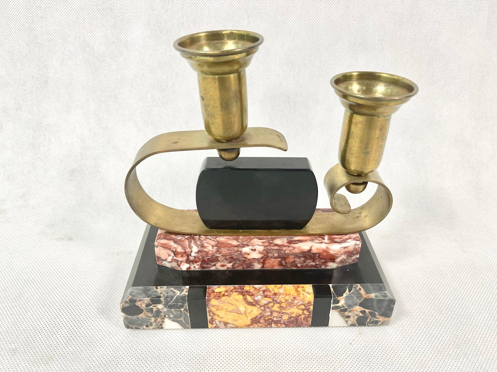 Französischer Art Deco Kerzenhalter aus Messing &amp; Marmor, 1920er bei ...