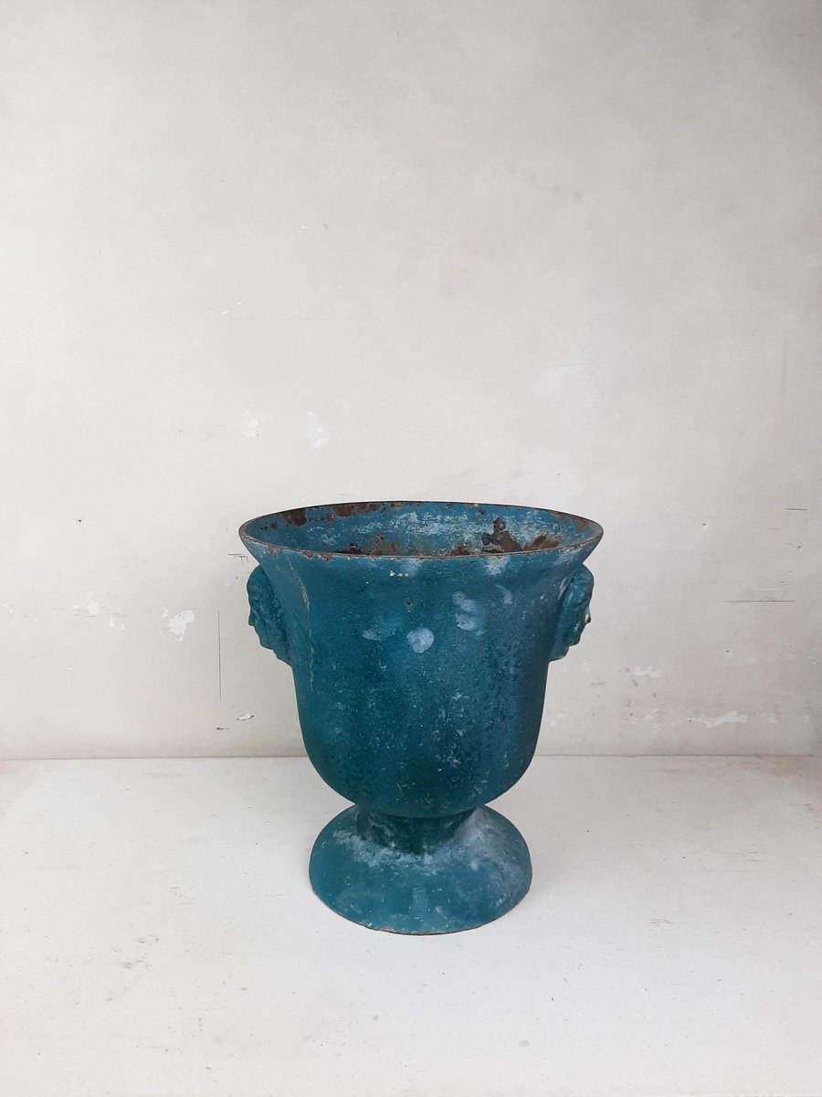 Antique Enamelled Cast Iron Vase for sale at Pamono
