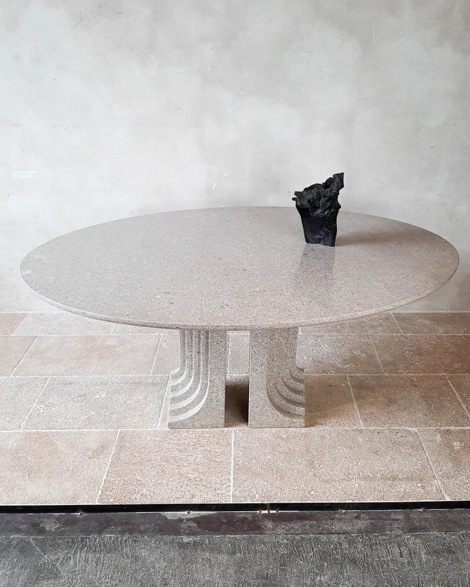 Samo Table Italian Oval Samo Dining Table in Grey Granite attributed to Carlo ...