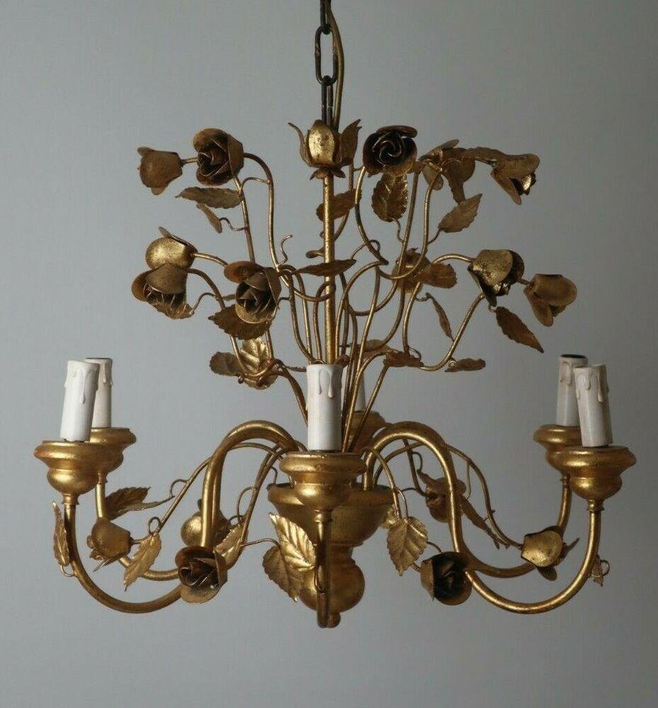 Florentiner Hollywood Regency Hängelampe mit Rosen von Kögl, 1960 ...