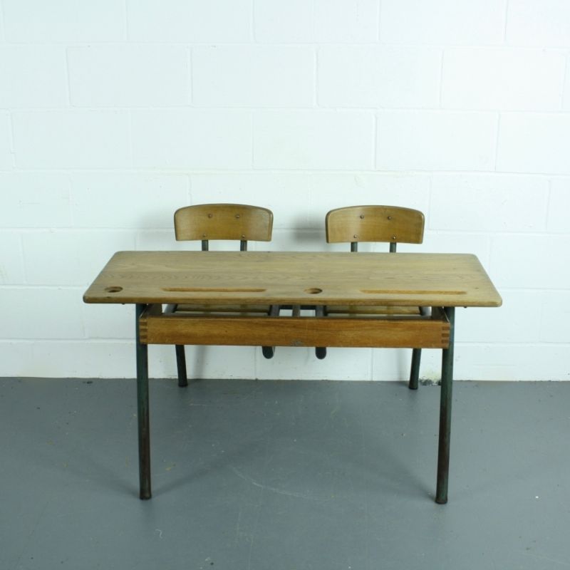 Vintage French Children's Double Desk and Chairs Set for sale at Pamono