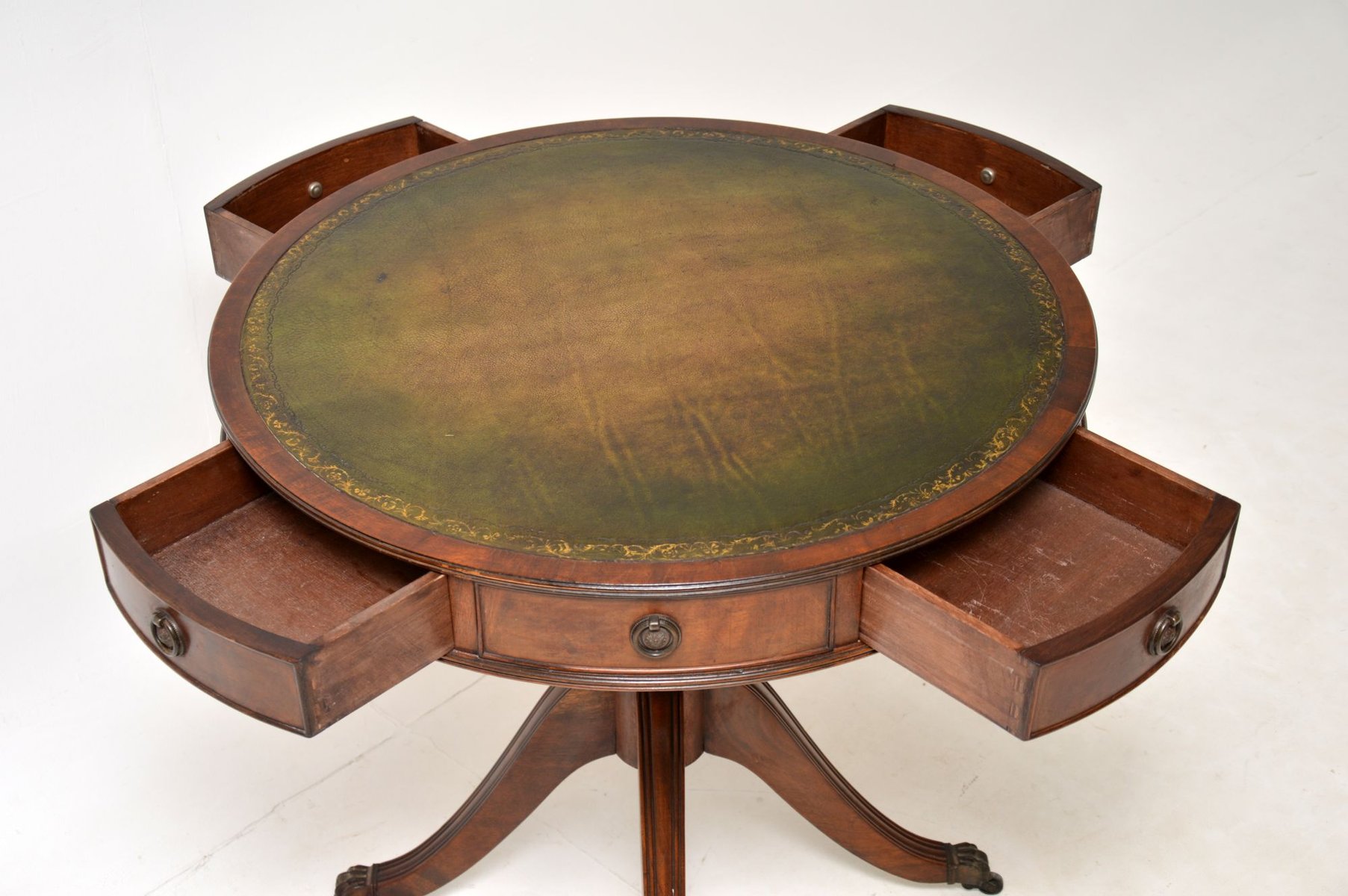 20th Century Regency Style Leather Top Drum Table for sale at Pamono