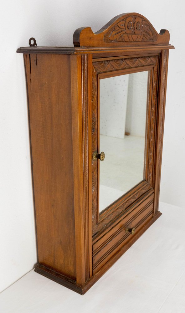 Französischer Art Deco Pappel Schrank mit Spiegel, 1930er bei Pamono kaufen