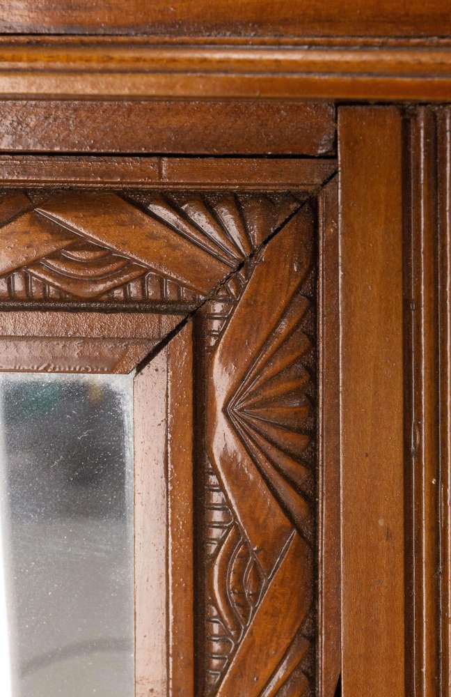 Französischer Art Deco Pappel Schrank mit Spiegel, 1930er bei Pamono kaufen