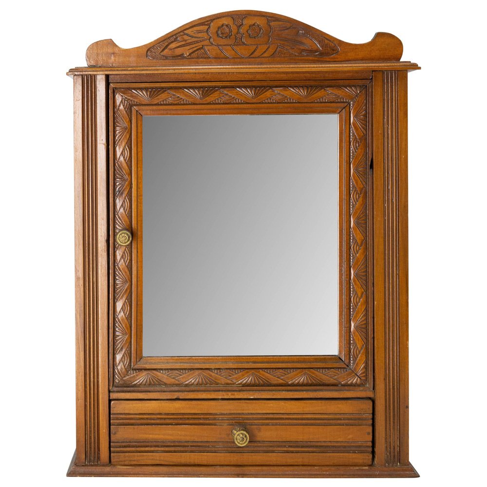 Französischer Art Deco Pappel Schrank mit Spiegel, 1930er bei Pamono kaufen