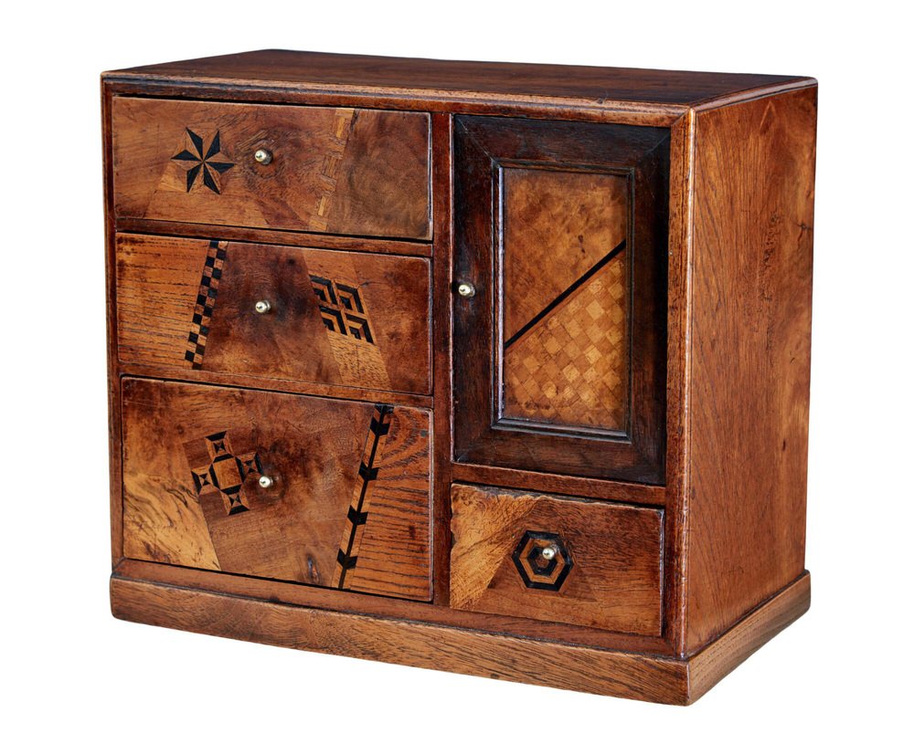 Inlaid Desktop with Drawers, 1890s for sale at Pamono