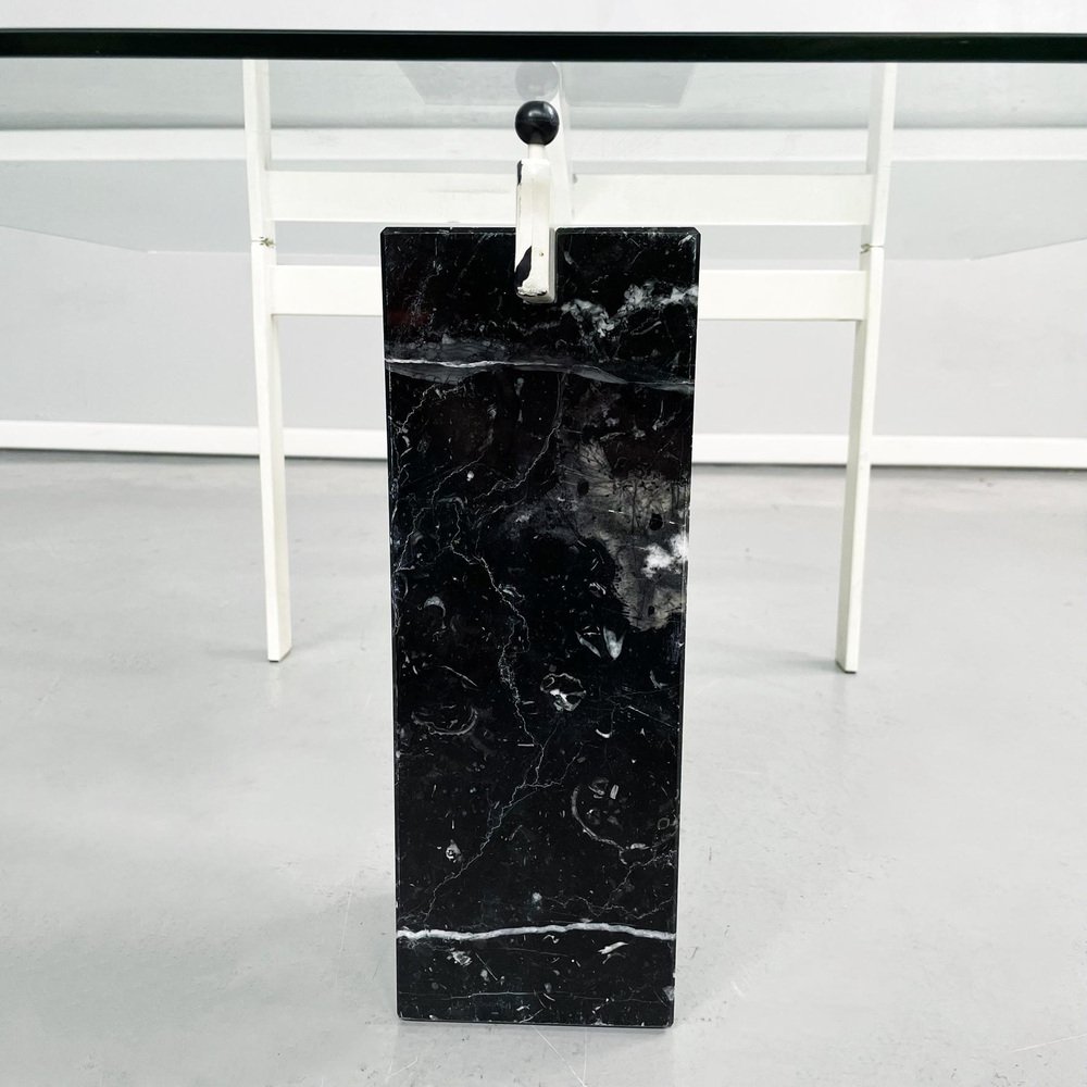 Tavolino Da Caffè Quadrato In Vetro Temperato 68x68 Cm - Struttura Metallo Nero, Design Minimalista, Per Piccoli Spazi