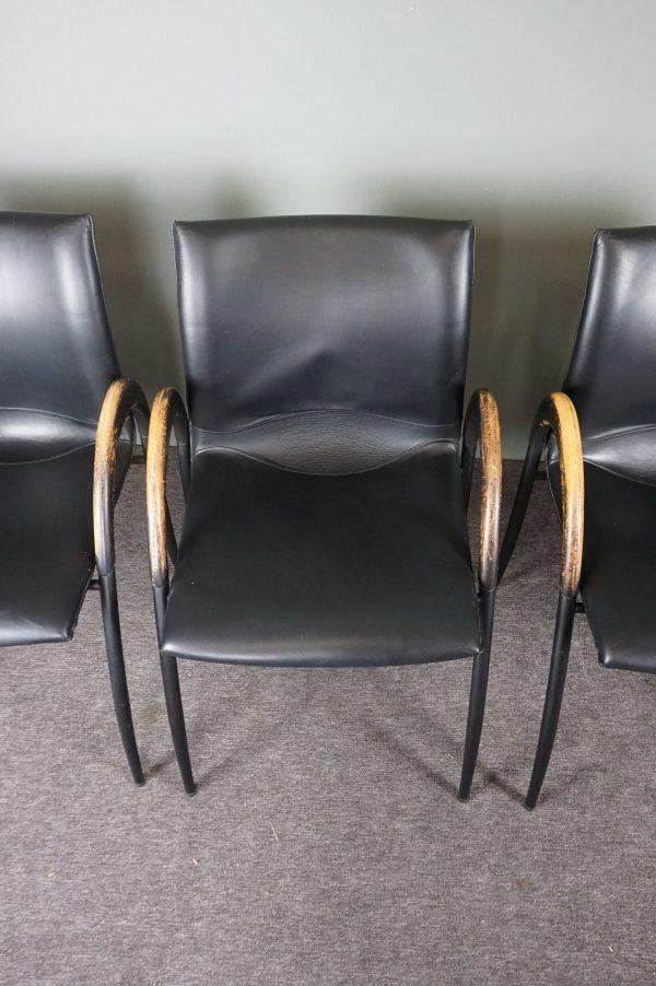 Italian Leather Dining Chairs, Set of 6 for sale at Pamono