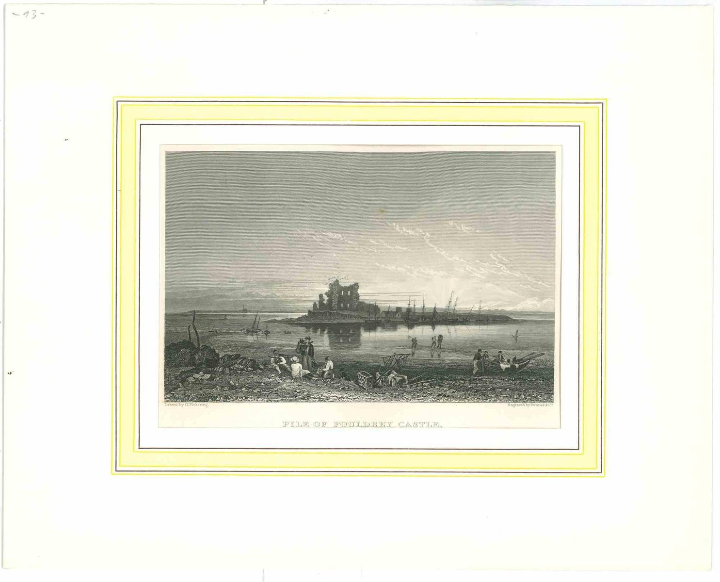 Unbekannt, Fouldrey Castle, Original Lithographie, Mitte 19. Jh bei