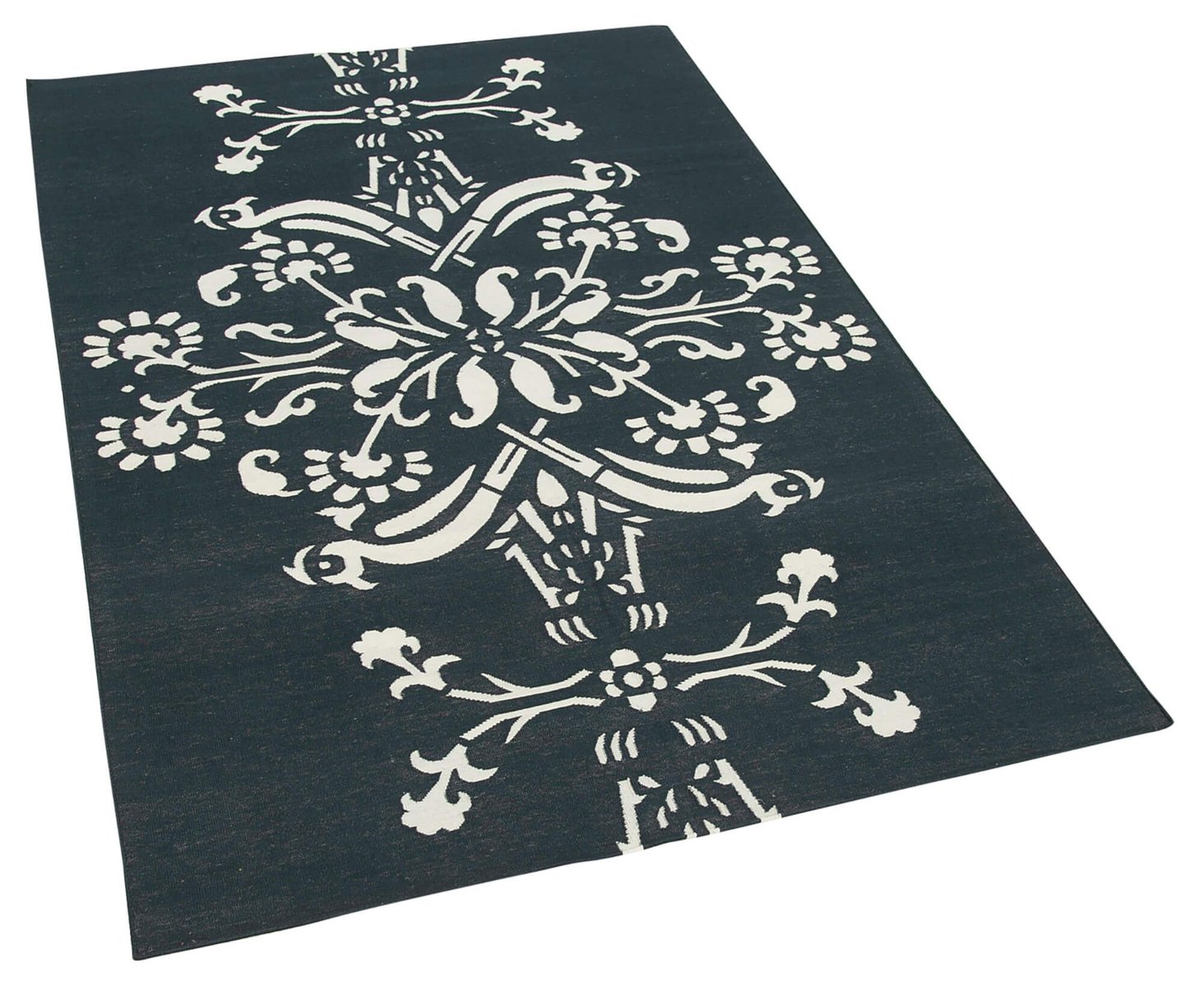 Black Dhurrie Rug, 2000s for sale at Pamono
