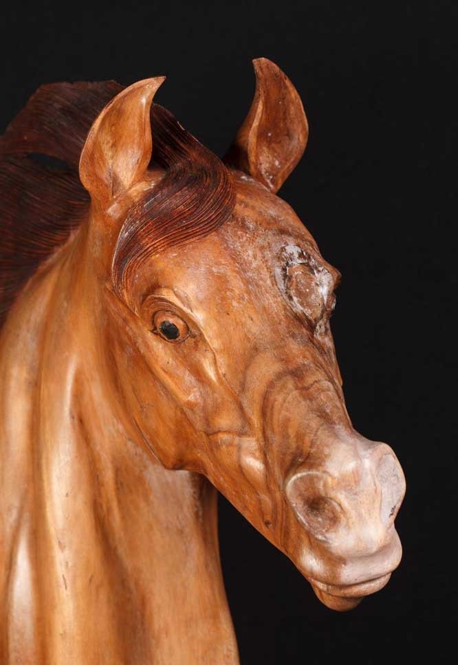 Italian Hand Carved Horse Bust Sculpture for sale at Pamono
