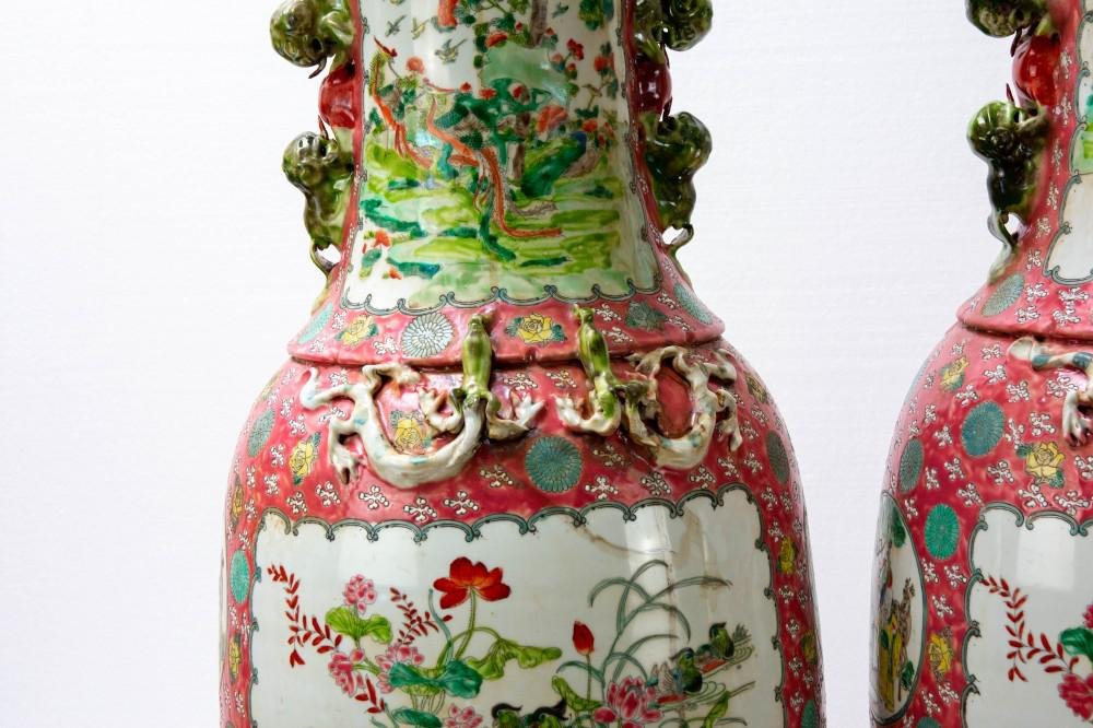 Chinese Rose Porcelain Vases, Set of 2 for sale at Pamono