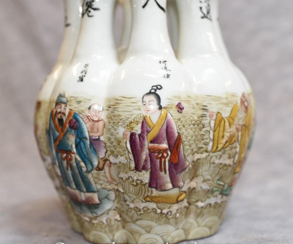 Chinese Qianlong Porcelain Crocus Vase with Hand Painted Multi Stem for ...
