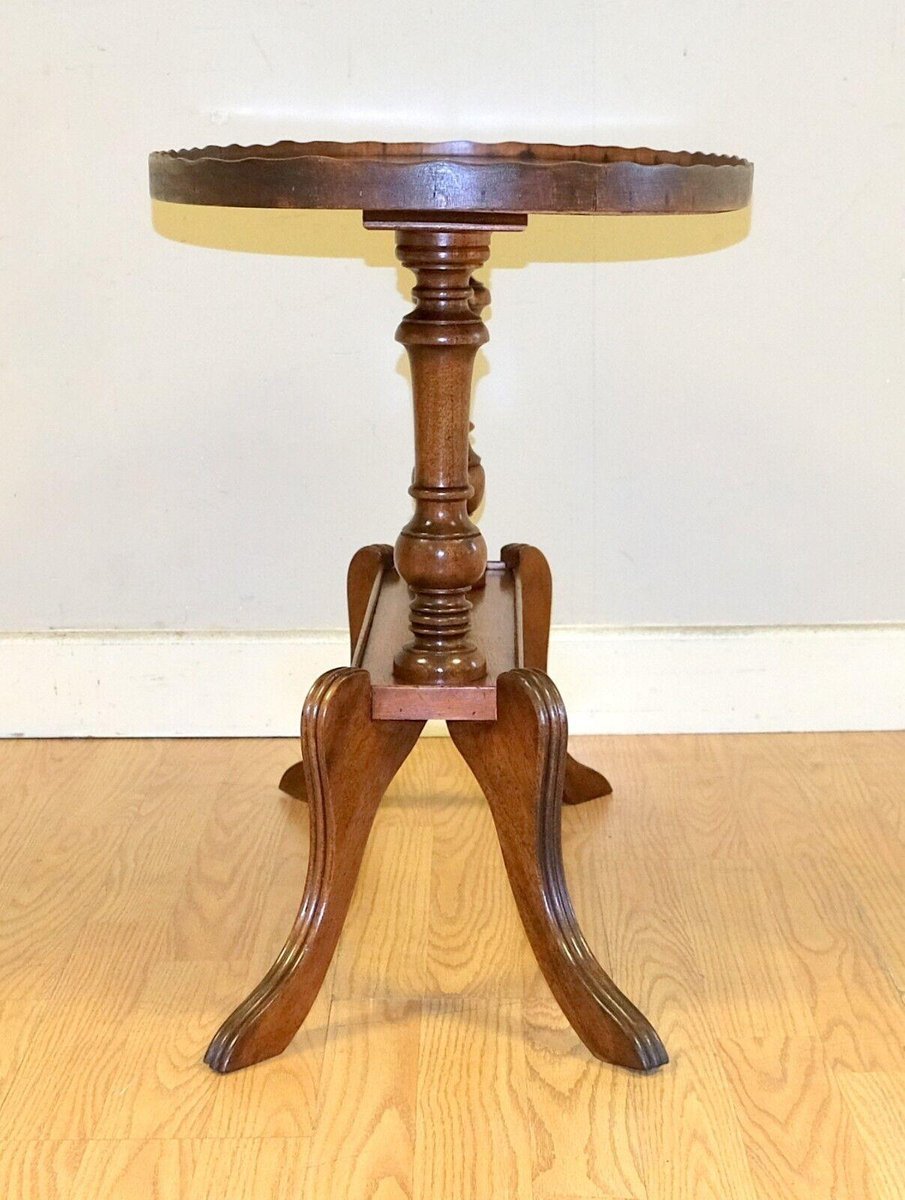 Antique Regency Oval Yew Wood Pie Crust Edge Coffee Table on Sabre Feet