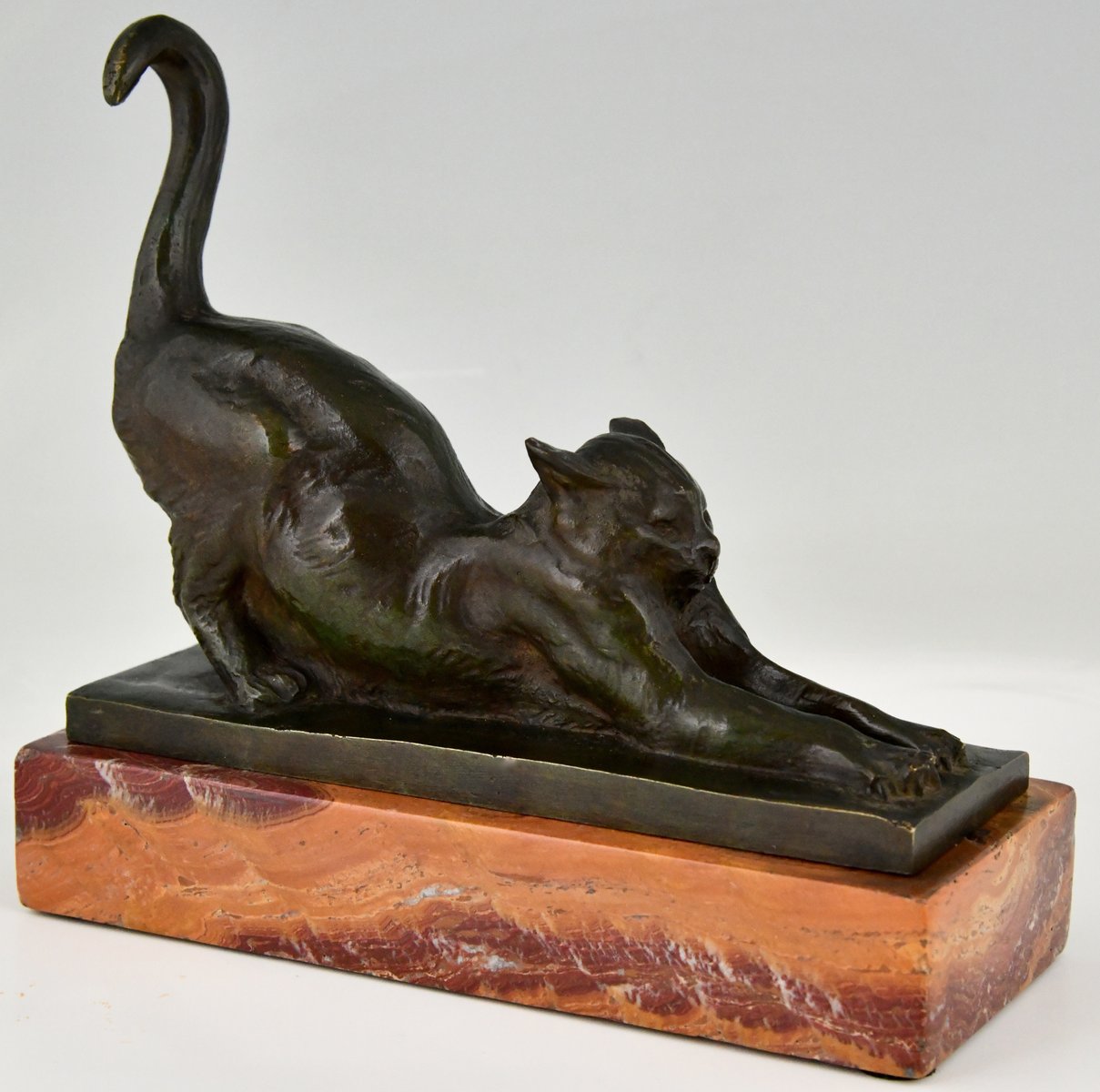 Figurine Chat Support De Livre Déco - 17 Cm - Style Antique - Résine - Marron
