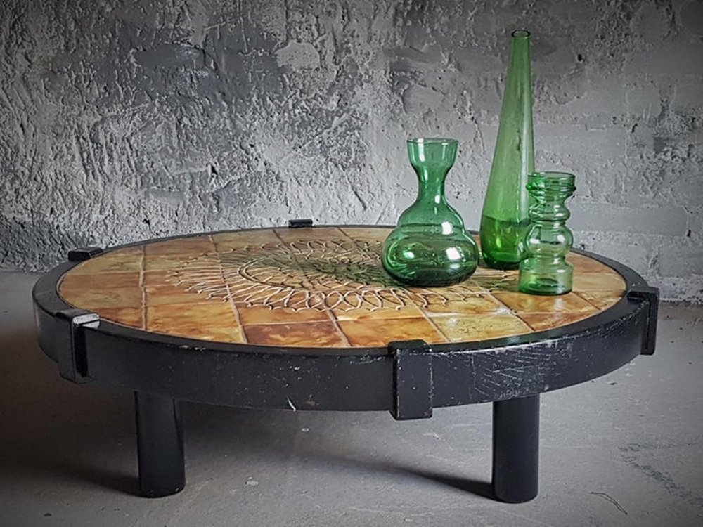 Table D'appoint Ronde Industrielle, Table D'appoint à 2 Niveaux Avec étagère Ouverte