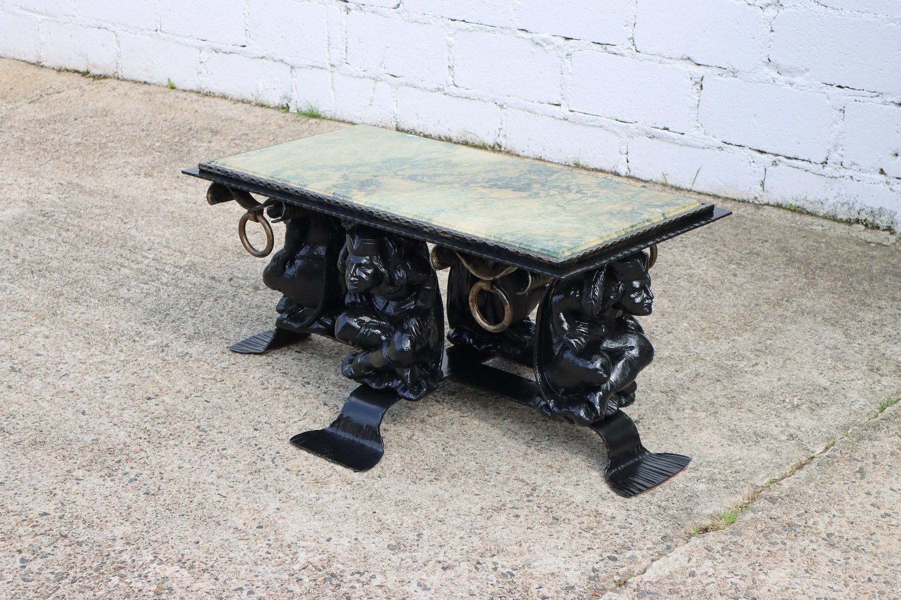 Vintage French Rectangular Coffee Table in Marble by Jean Maurice
