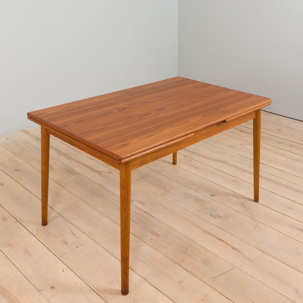 Rectangular Teak Dining Table with Hidden Extensions, Denmark, 1960s
