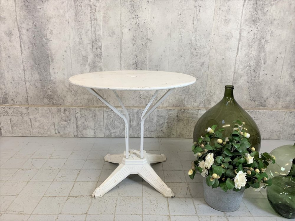 Art Deco Gartentisch aus weißem Metall bei Pamono kaufen