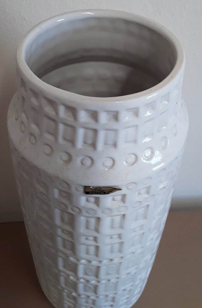 Vase de Plancher Vintage en Céramique Émaillée Blanche de Scheurich
