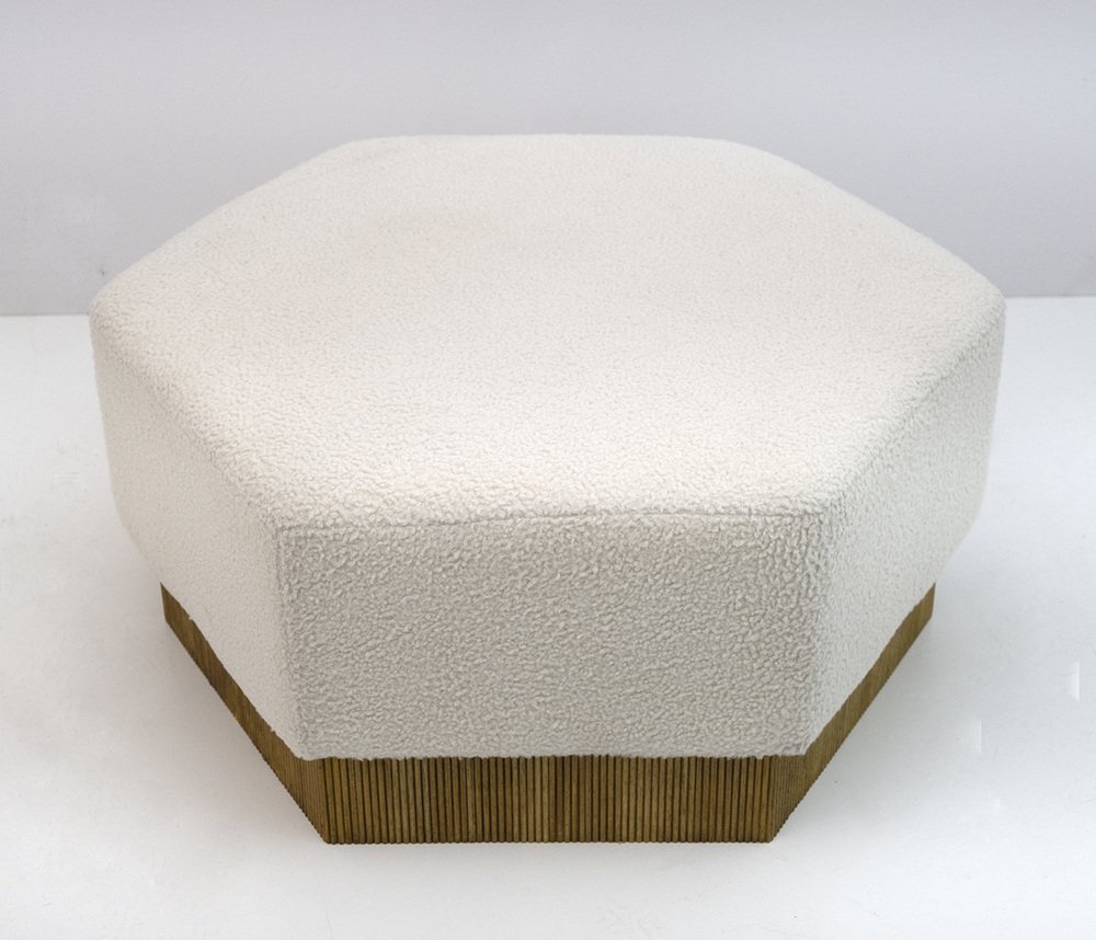 Pouf in bouclé bianco | Maisons du Monde